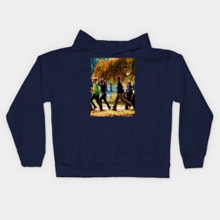 Jogging - Girls Jogging On an Autumn Day Kids Hoodie